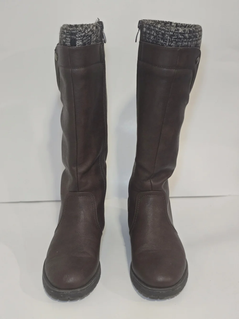 Women's Tall Brown Knit-Cuff Riding Boots